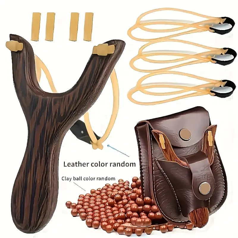 Premium Solid Wood Slingshot Set  Mud Ball Launcher