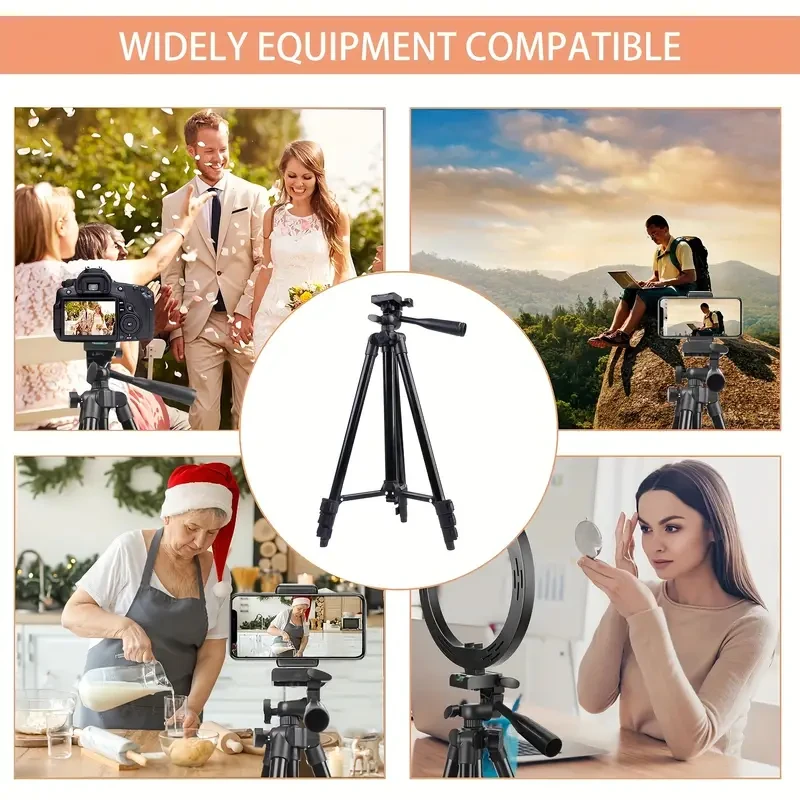 51" Adjustable Travel Tripod  Phone Holder & Remote Control