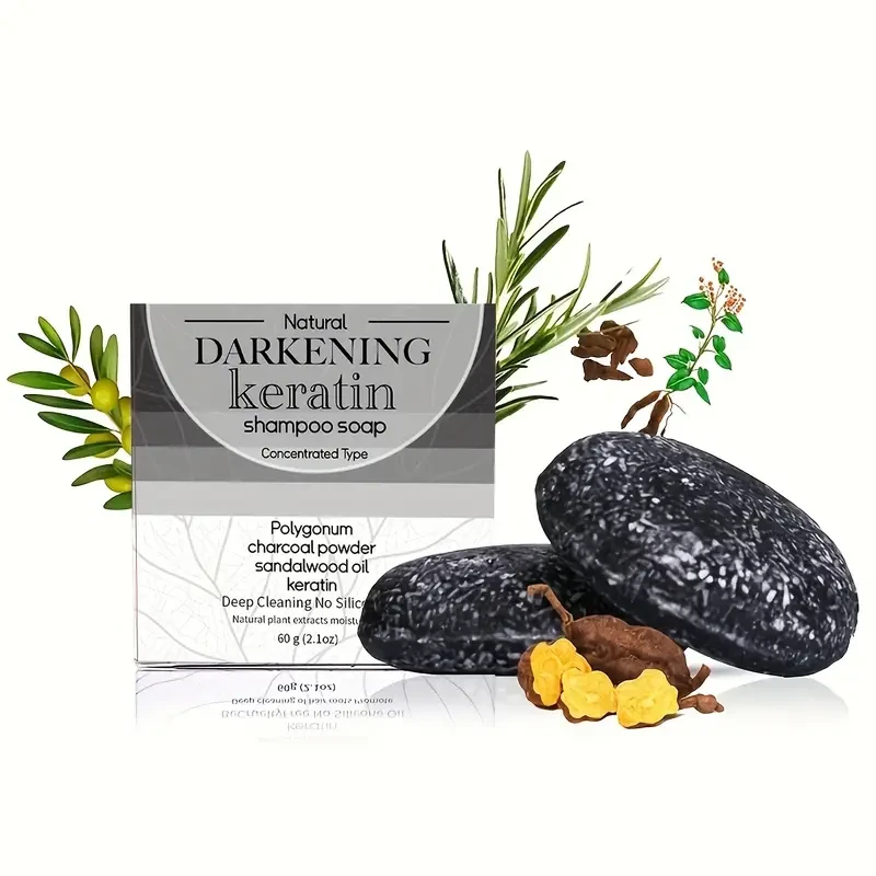 60g Darkening Shampoo Soap Bar  Enriched with Polygonum & Charcoal