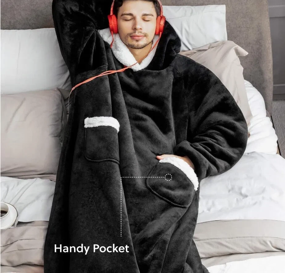 Winter TV Hoodie Blanket Winter Warm Home Clothes Women Men Oversized Pullover With Pockets