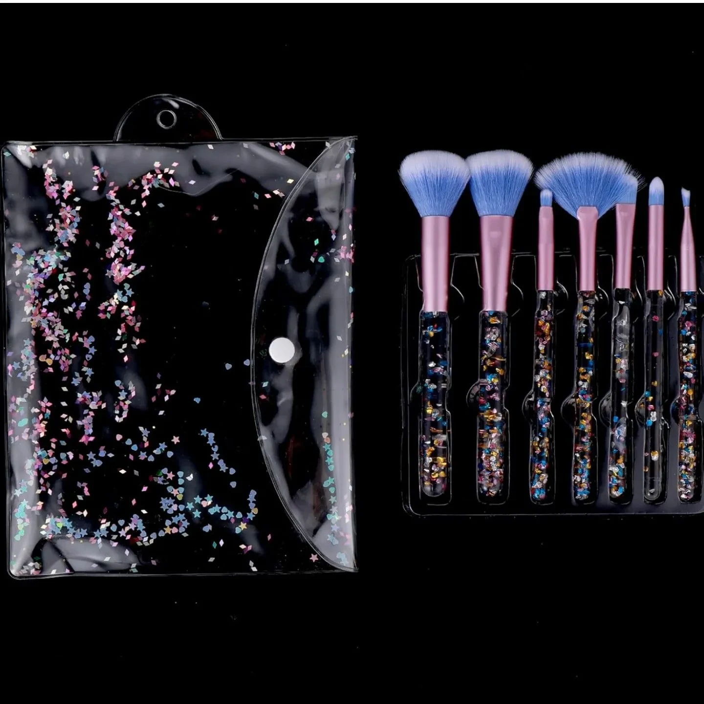7 Pcs Quicksand Makeup Brushes With Bag