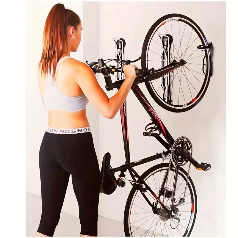 Heavy Duty Bike Wall Mount Hooks - Steel Bicycle Storage Rack With Anti-Scratch Rubber Coating For Garage Or Shed, Space-Saving Bike Hanger With Safety Design, Easy Installation