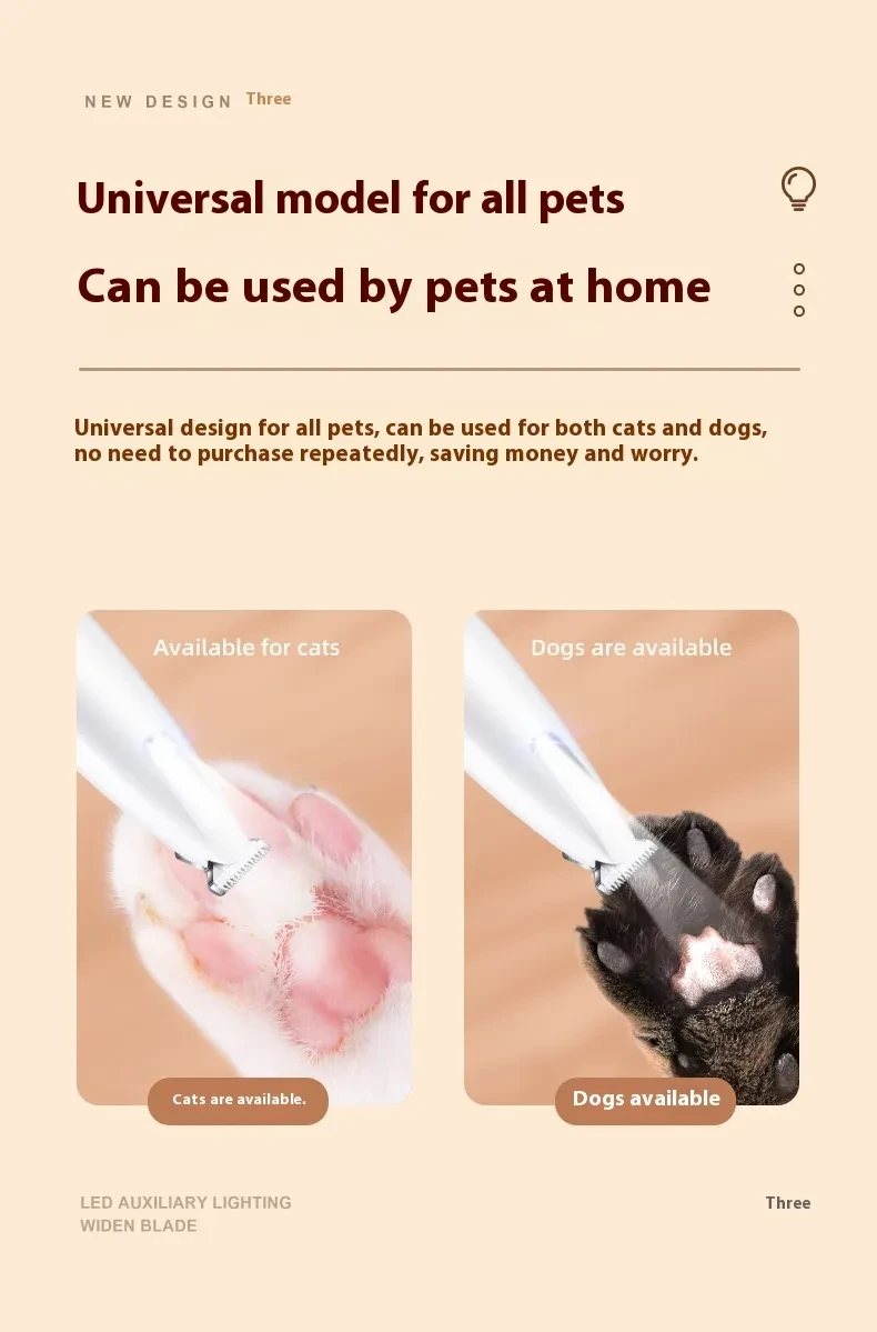 Pets Paw Trimmer With LED Light Waterproof