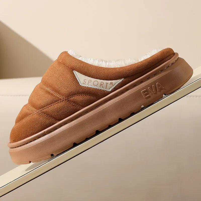Fashion Solid Plush Slipper Winter Warm Indoor Floor Bedroom Home Slippers