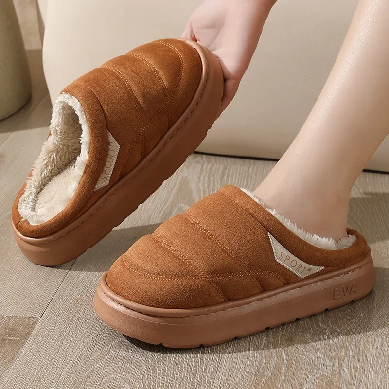 Fashion Solid Plush Slipper Winter Warm Indoor Floor Bedroom Home Slippers