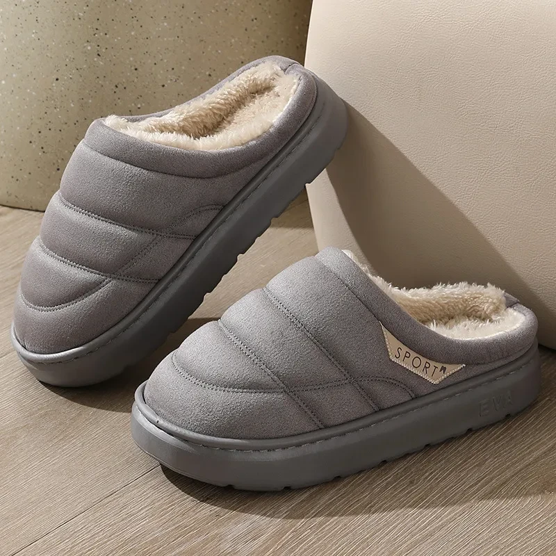 Fashion Solid Plush Slipper Winter Warm Indoor Floor Bedroom Home Slippers