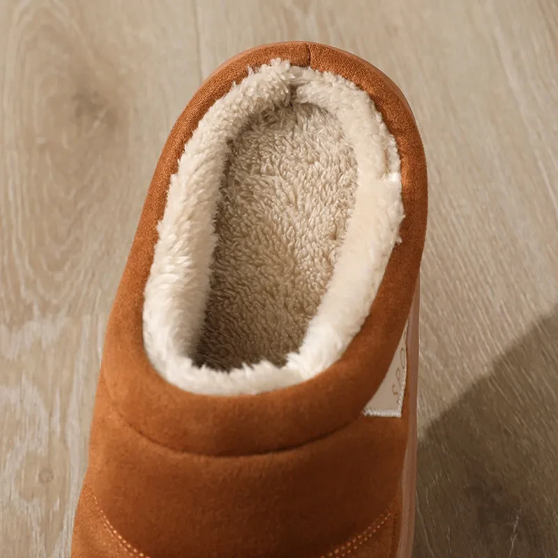 Fashion Solid Plush Slipper Winter Warm Indoor Floor Bedroom Home Slippers