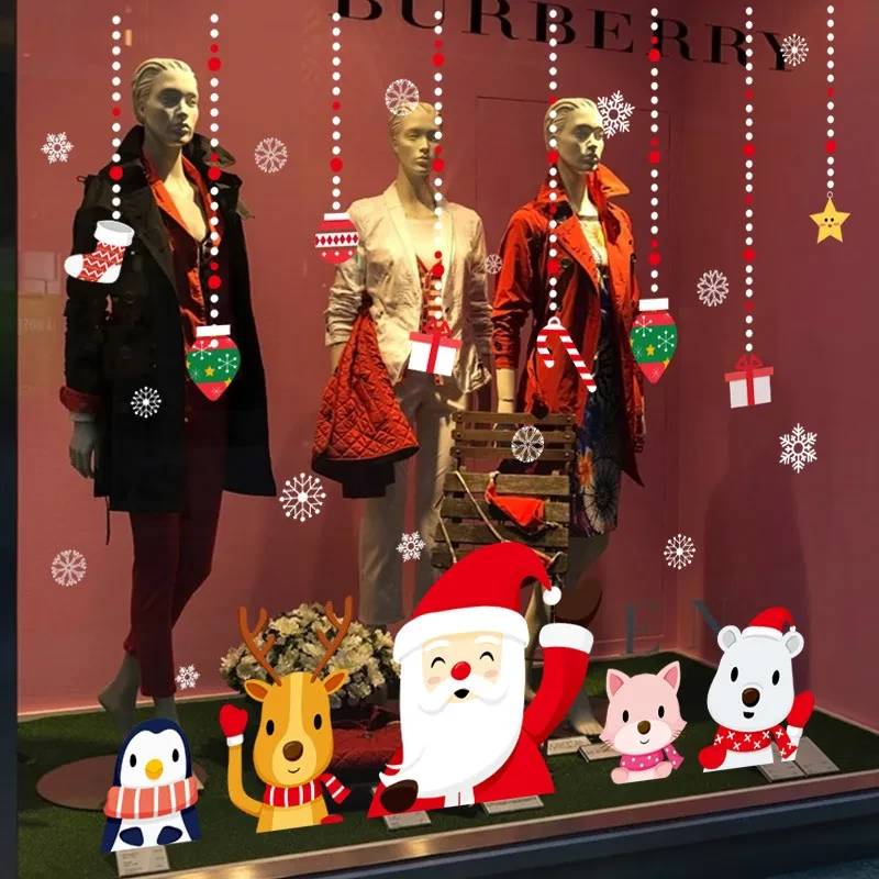 Christmas Rings Cartoon Shop Window Doors And Windows Decorative Stickers