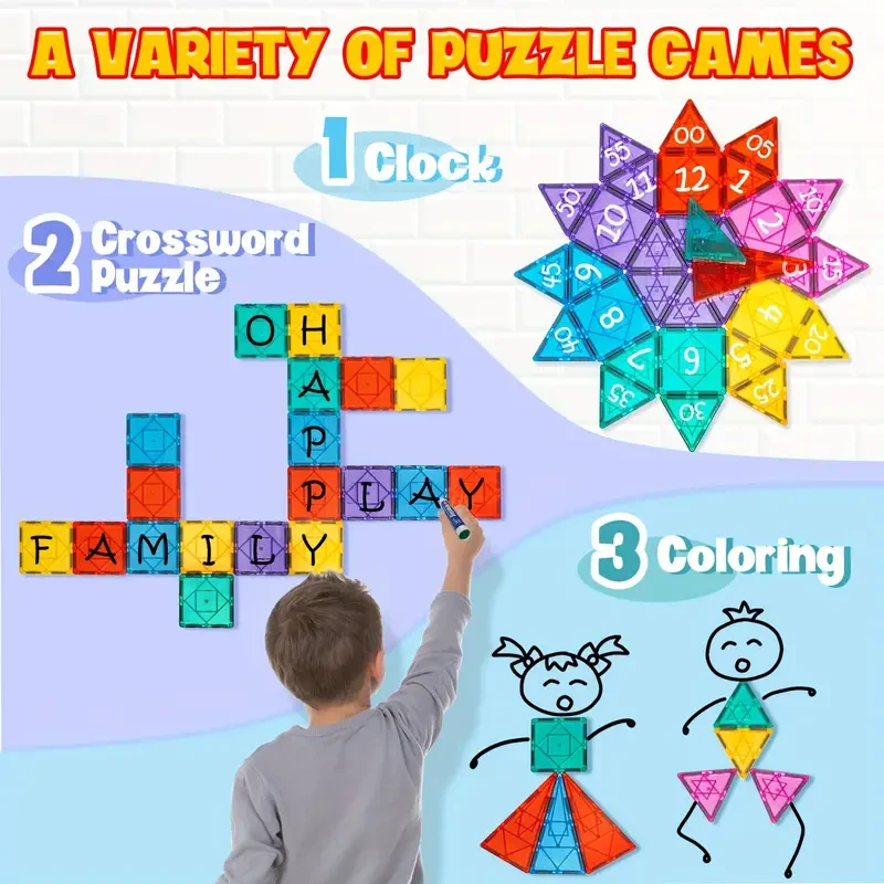 KIDNOAM 102pcs Magnetic Building Blocks  Vehicle-Themed Construction Toys