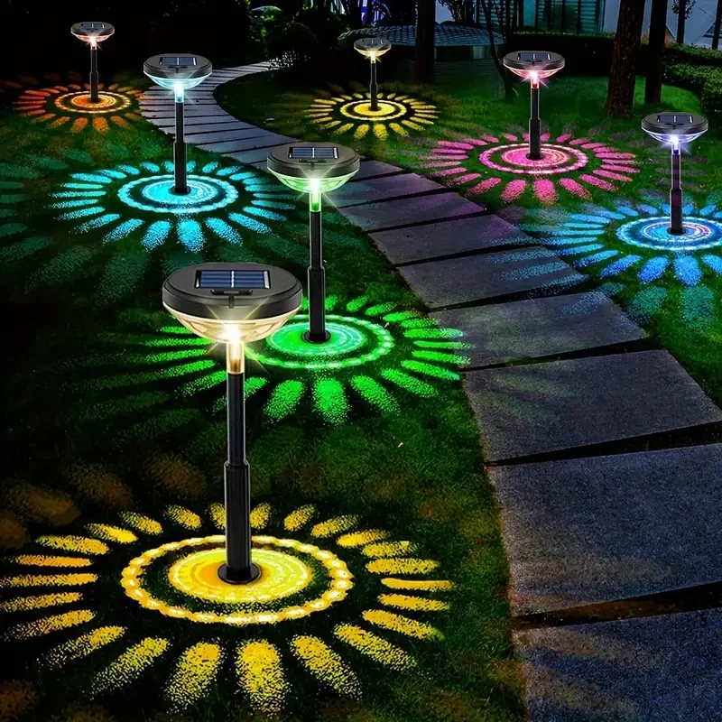 6pcs Solar Lawn Lights  Warm & Color Decorative Pathway Lights