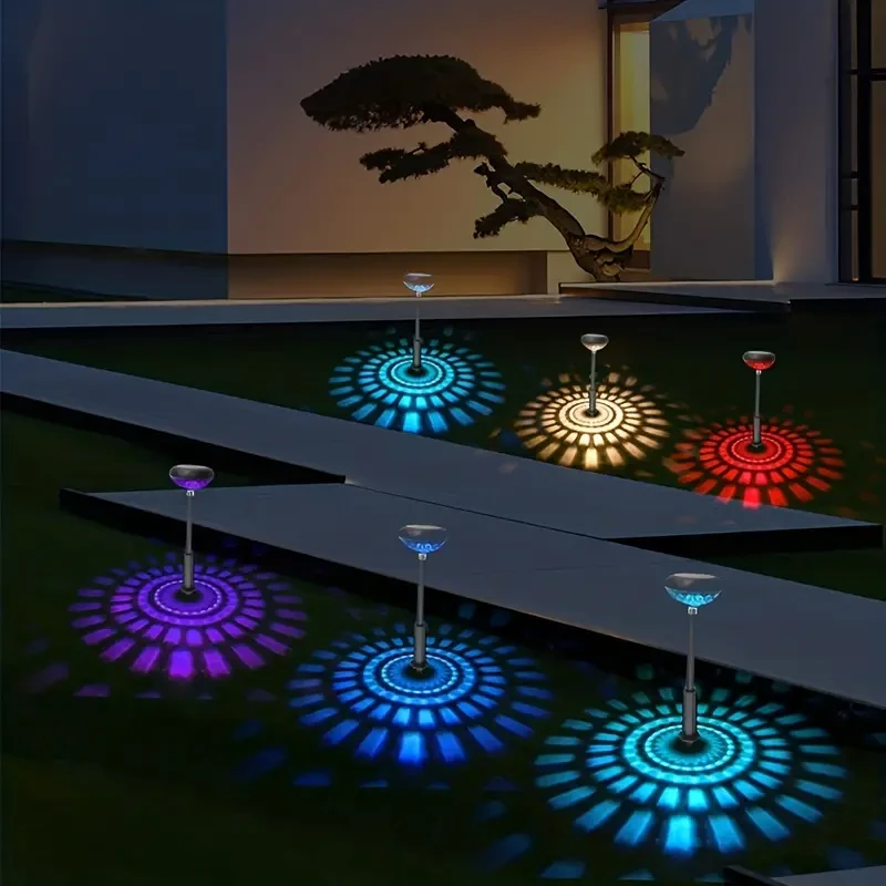 6pcs Solar Lawn Lights  Warm & Color Decorative Pathway Lights