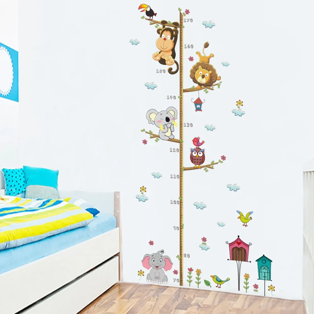 New Cartoon Elephant Lion Zoo Height Stickers Children'S Room Wall Decoration Wall Stickers