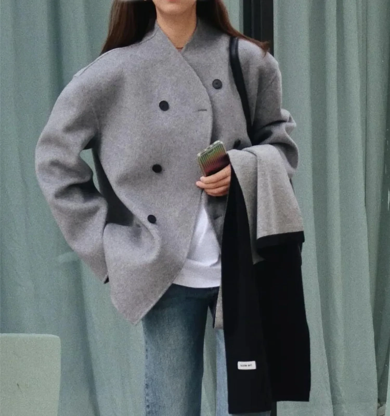 Three-row Button Short Plaids And Tweedst Coat Double-faced Woolen Goods