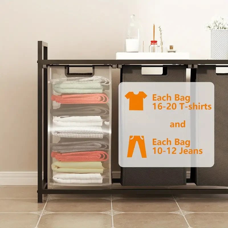 2-Compartment Metal Laundry Sorter with Removable Liners