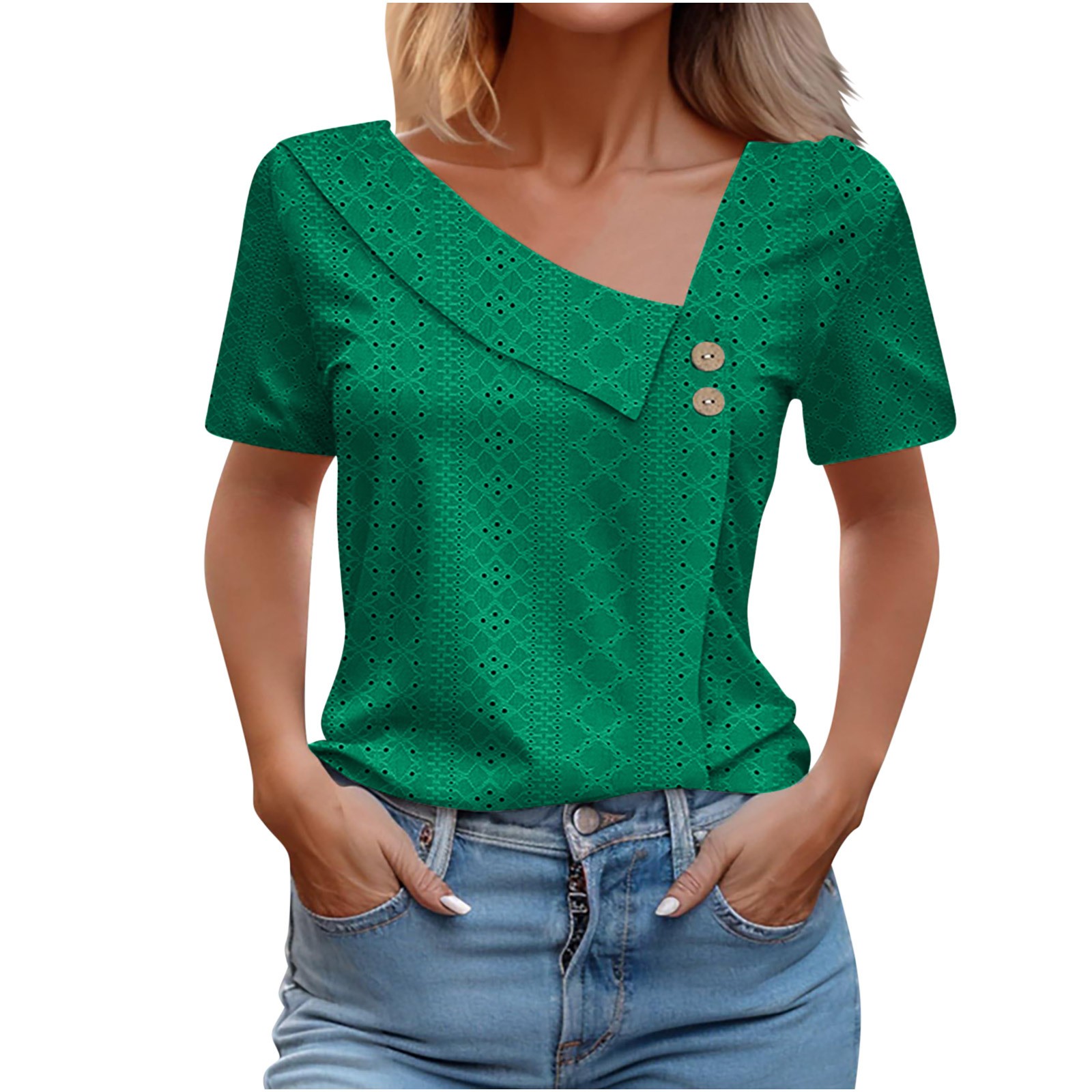 Women's V-neck Short Sleeved T-shirt For Summer