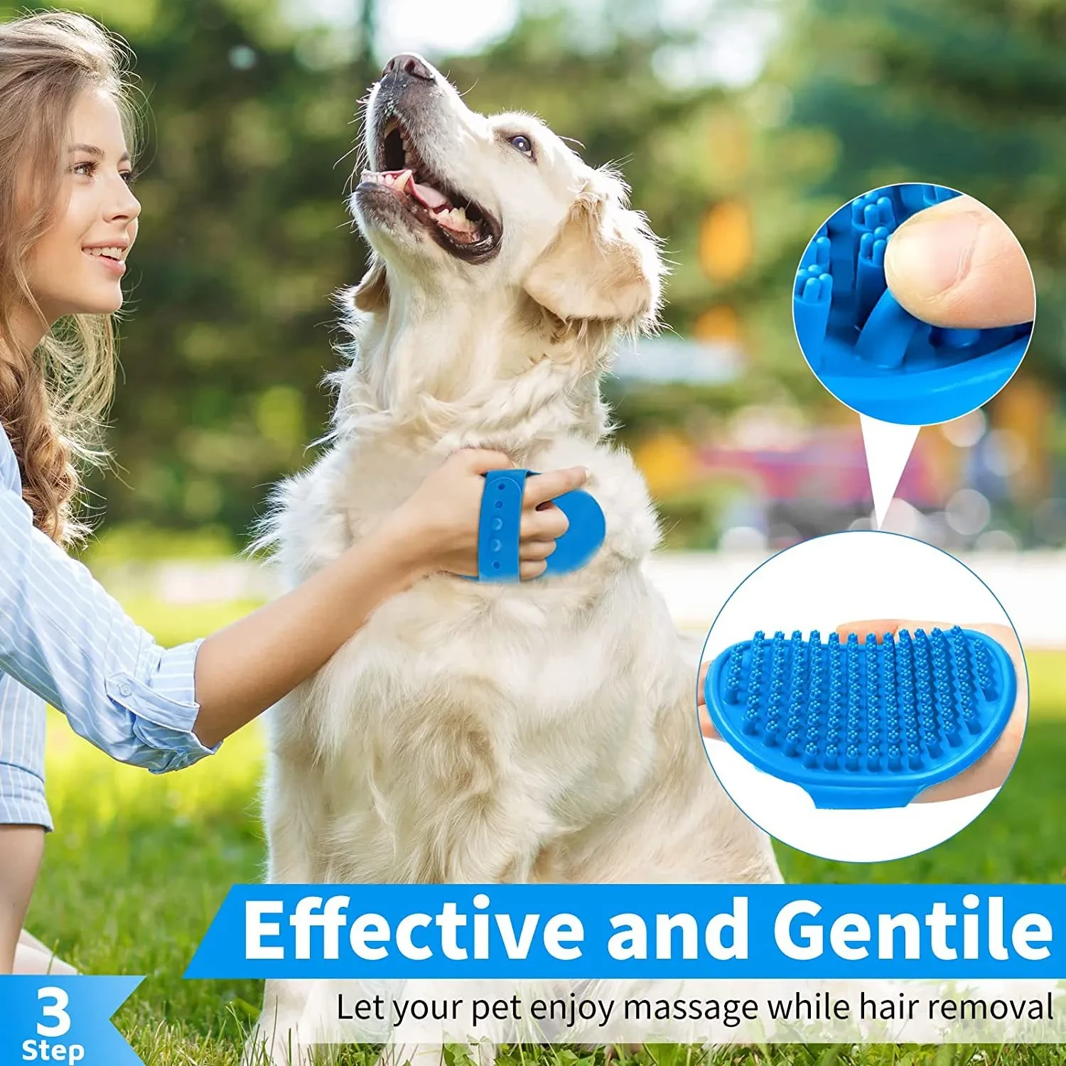 3-piece Set Dog Bath Brush Shampoo Brush Massage