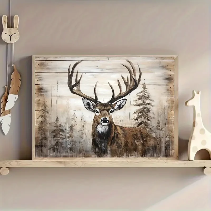 Rustic Deer & Wilderness Canvas Wall Art