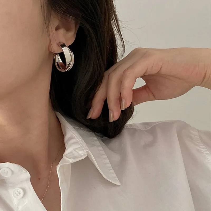 Geometric Double Hoop Earrings Luxury Minority High Sense Ear Ring