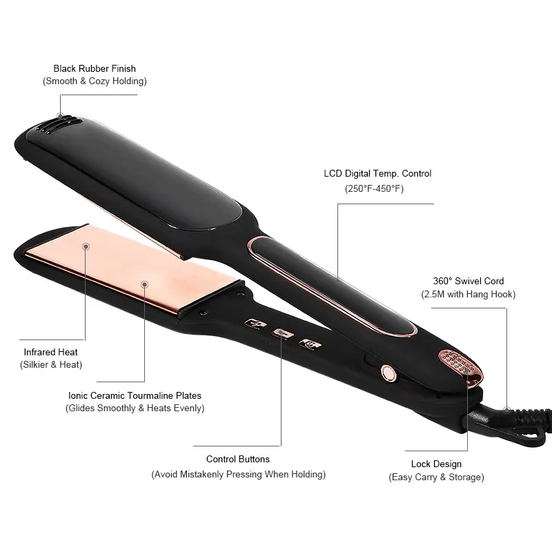 Cross-Border Lcd Display Infrared Hair Care Straightener