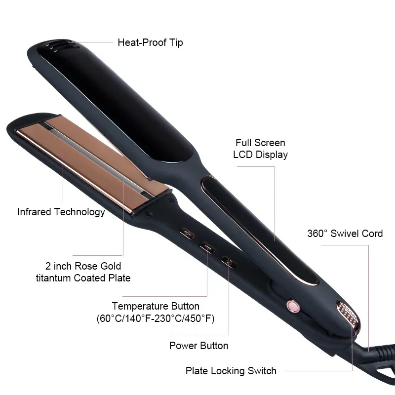 Cross-Border Lcd Display Infrared Hair Care Straightener