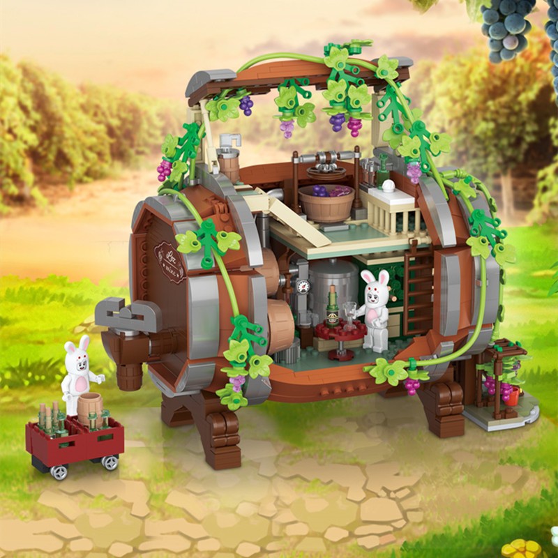 Wine Barrel Small Particles Assembled Building Blocks Diy Puzzle Toys