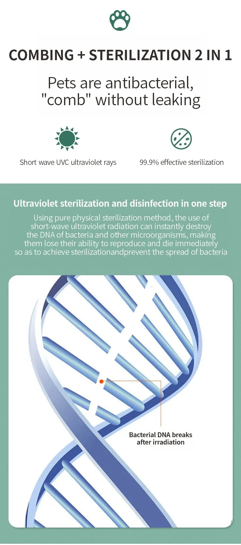 Pet Thin Germicidal Sterilizing Comb