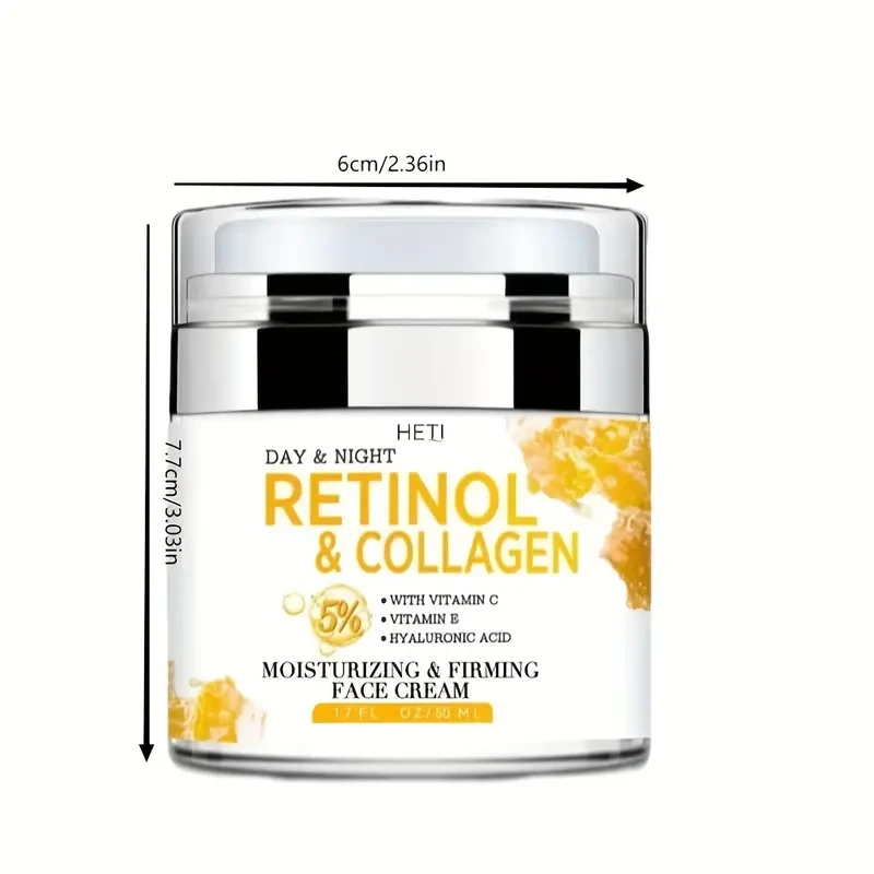 50ml Ultra-Hydrating Retinol Collagen Face Cream - Boosts Skin Elasticity, Fades Fine Lines, Plumps Skin - Rich in Vitamin E, Vitamin B, Hyaluronic Acid, Suitable for Men and Women of All Skin Types