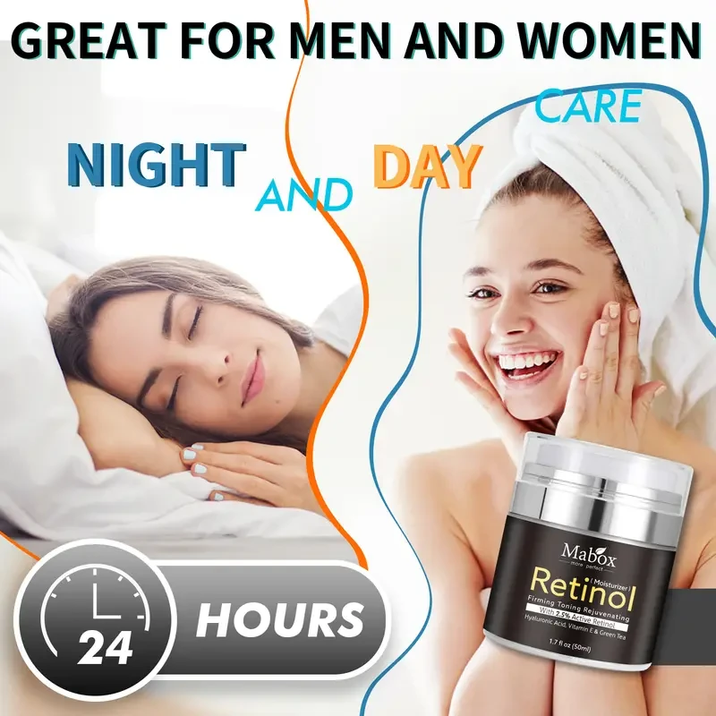 Retinol Moisturizer Cream For Face And Eye Area 1.7 Fl. Oz With Retinol, Hyaluronic Acid, Vitamin E And Green Tea For Anti Aging, Cream For Face, Best Night And Day Moisturizing Cream