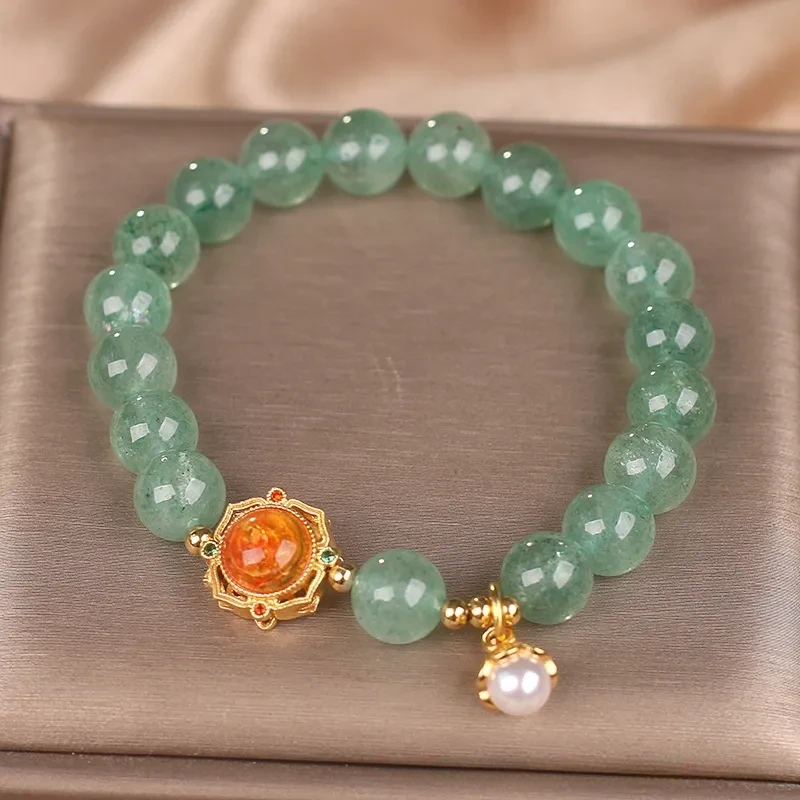Natural Green Strawberry Quartz Bracelet Special-interest Design Light Luxury Exquisite