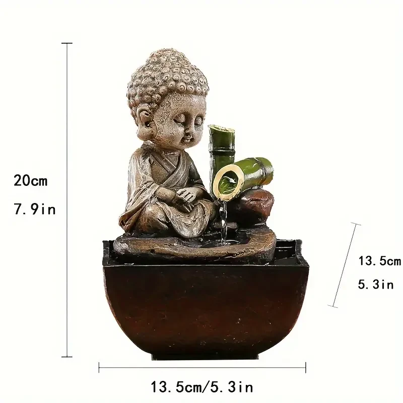 Resin Indoor Water Feature, USB Powered Desk Fountain, Portable Zen Meditation Waterfall, Relaxing Tabletop Decor for Home & Office