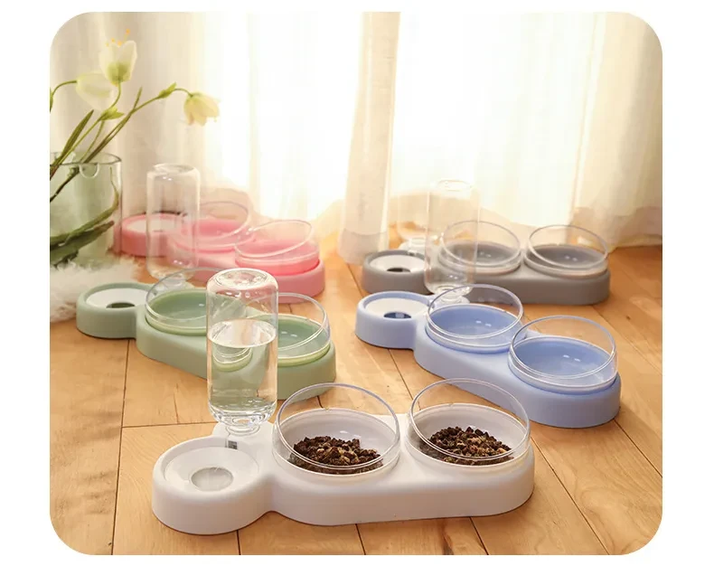 Pet Food Bowl With Water Fountain