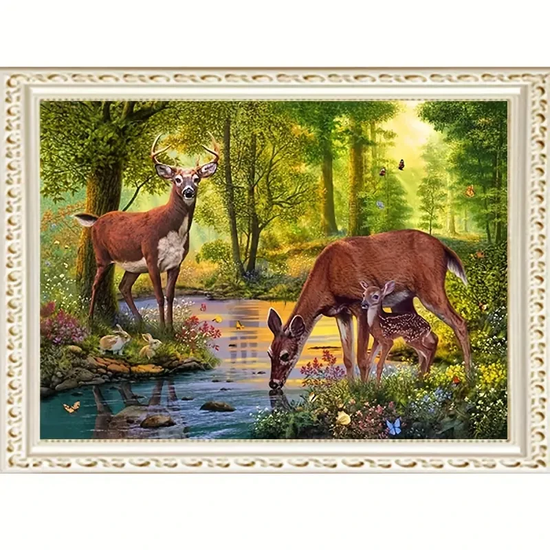 5D DIY Diamond Painting Kit - Forest Animals Deer Scenery