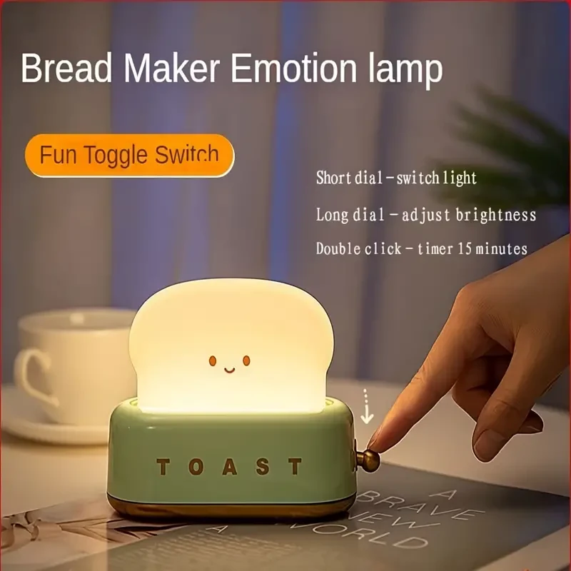 3000K USB Rechargeable Cute Toaster Shape LED Table Lamp.