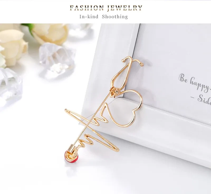 Stethoscope brooch pin