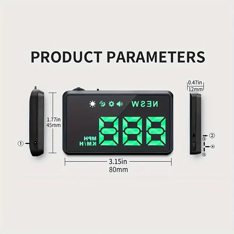 KWHUD Universal Car HUD Speedometer with Compass