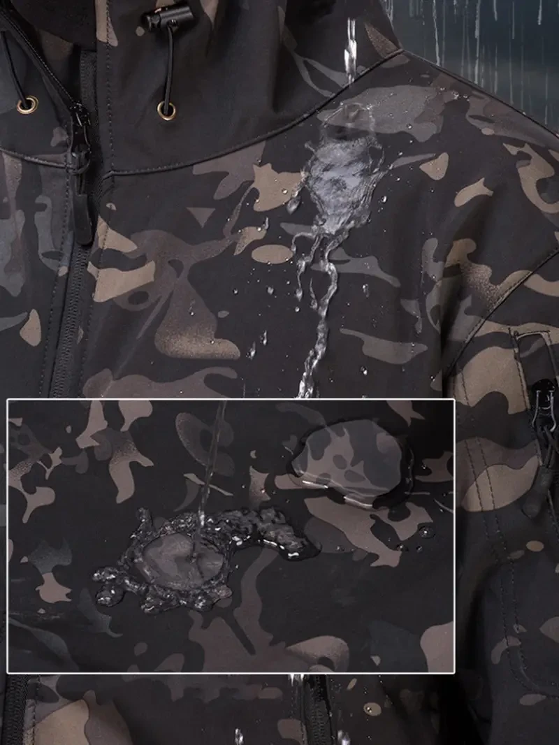 Mens Camo Outdoor Outfit Set  Water-Resistant Jacket & Pants