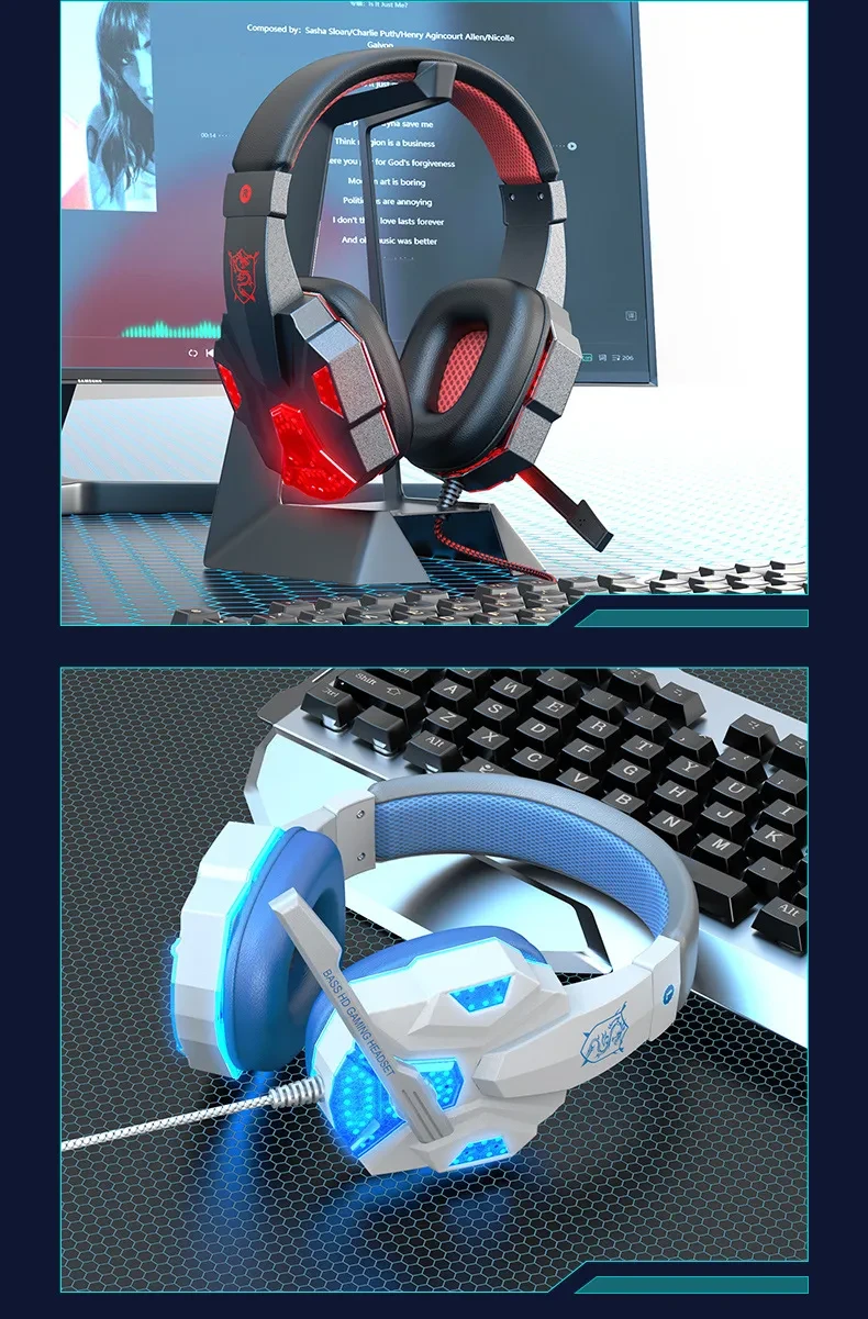 Gaming 7.1 Wire-controlled Headset Light-emitting Headphones