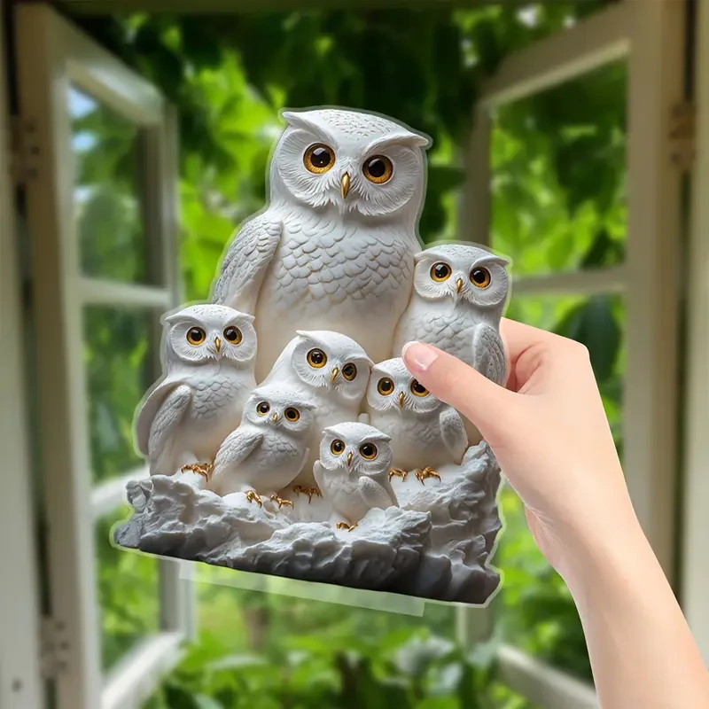 Charming Owl Family Acrylic Decor