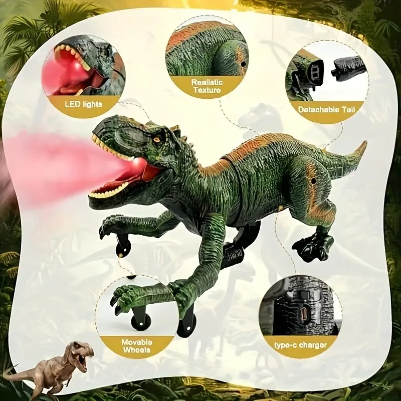 Remote Control Tyrannosaurus Rex Dinosaur Toy  Glowing Spray