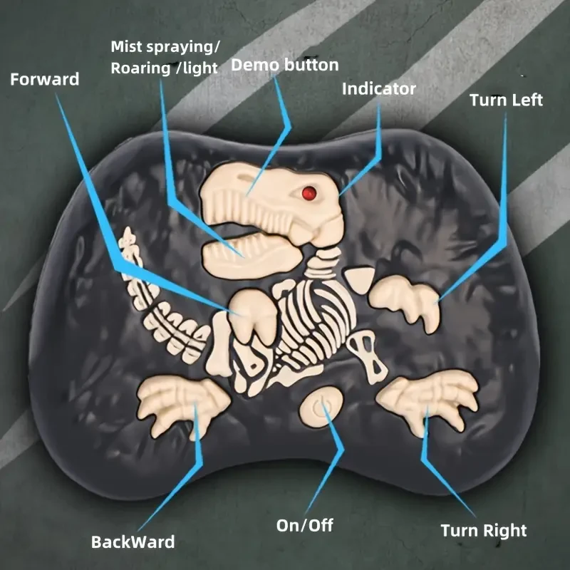 Remote Control Tyrannosaurus Rex Dinosaur Toy  Glowing Spray