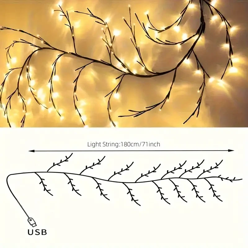 USB-Powered Willow Branch LED Wall Decor  96 Lights
