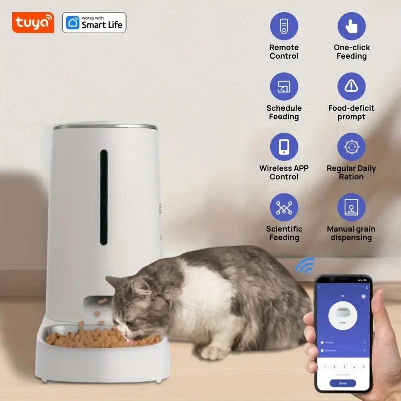 SmartPet Feeder Deluxe - Automatic, WiFi-Connected, Remote-Controlled Pet Food Dispenser for Cats and Dogs