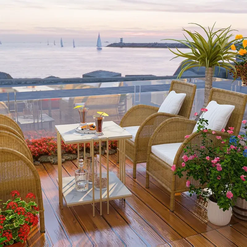 2-tier Modern Square Side Table White Gold Metal Frame Sintered Stone Table Top Living Room Accent Offices Coffee Table For Display