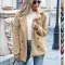 Womens Loose Lapel Fluffy Coat  Button Jacket Cardigan for Winter