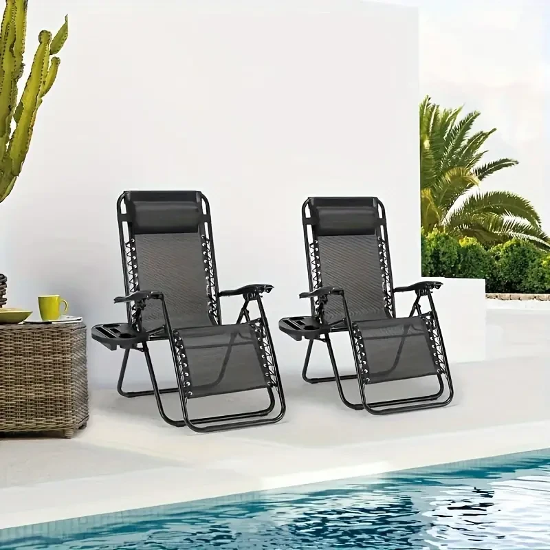 Zero Gravity Lounger  with Cup Holder and Adjustable Pillow