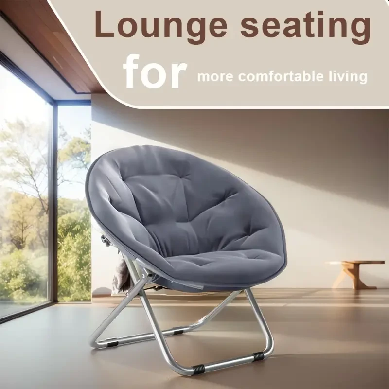 Ergonomic Outdoor Lounge Chair - Foldable, Solid Back with Footrest, Cotton & Sponge Padding, Steel Frame