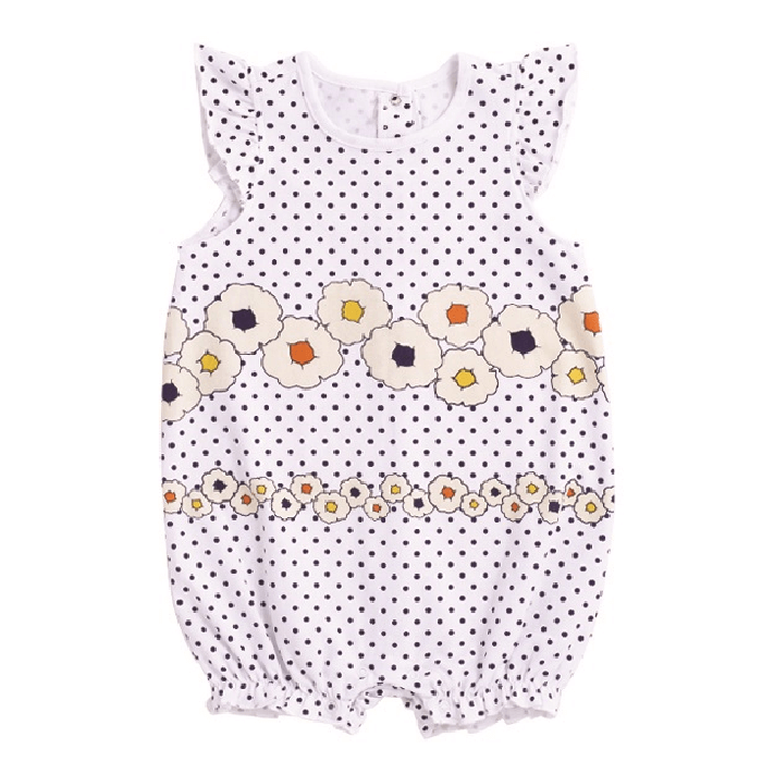 Polka Dots Blue & Flowers Bodysuit