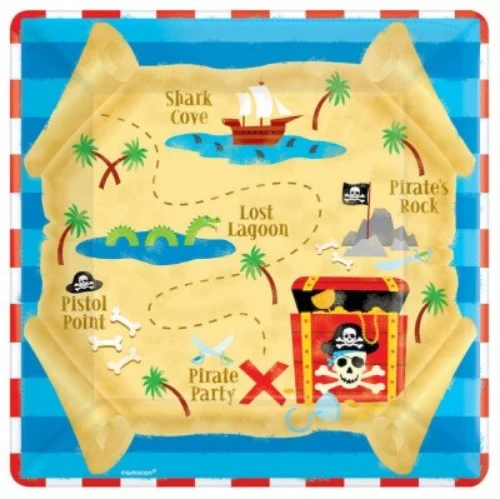 Square Plates - Pirate's Treasure - Pack of 8
