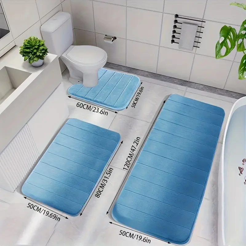 3pcs Luxurious Memory Foam Bath Mats