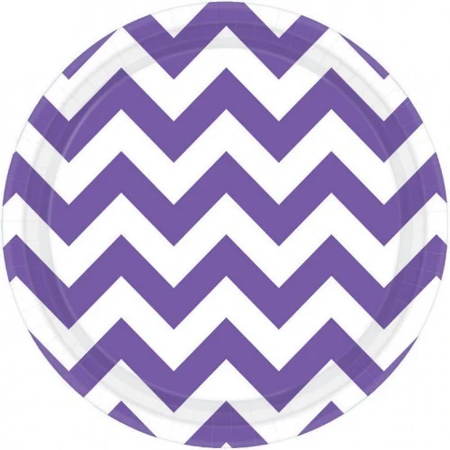 Chevron Round Plate - New Purple - Pack of 8